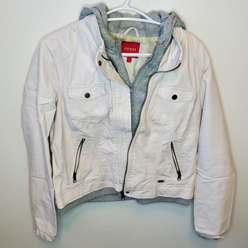 Pleather jacket hoodie